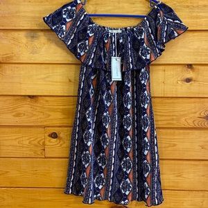 small off the shoulder bohemian mini dress